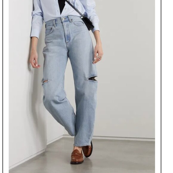 Agolde Sanna Slice Curved-Leg Tapered Jeans in Light Blue Sideline Size 27 - Picture 2 of 11